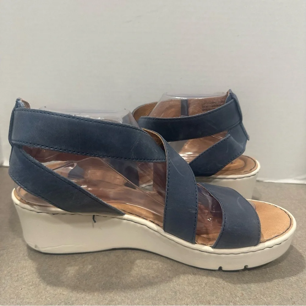 Born Jayla Blue Combo Leather Strappy Women’s Sandals 10M